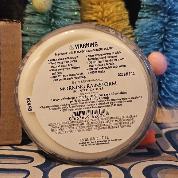 NWT Bath & Body Works Morning Rainstorm 3-Wick Candle and Soap Set - Blue - Picture 6 of 8